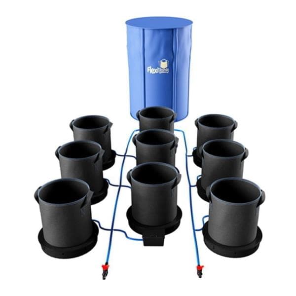AutoPot 9Pot XXL System mit 35L oder 50L FlexiPot (optional mit Flexi-Tank Ihrer Wahl).
